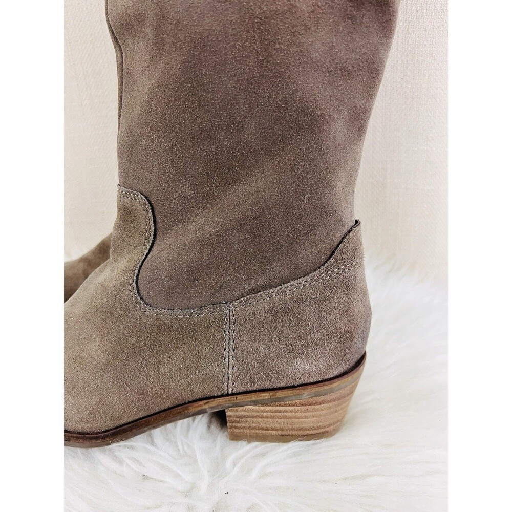 FRYE Cara Tall Taupe Gray Suede Boho Slouchy Western Festival Riding Boots 7.5M - Picture 3 of 9